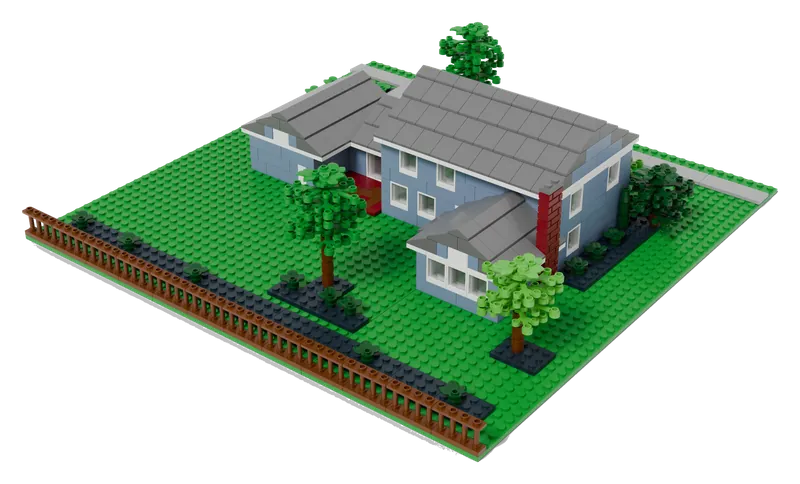 Cedar-Shake Colonial brick model, around the back