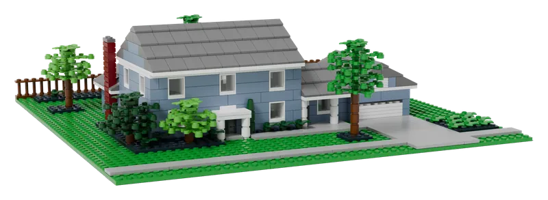 Cedar-Shake Colonial brick model, from the street