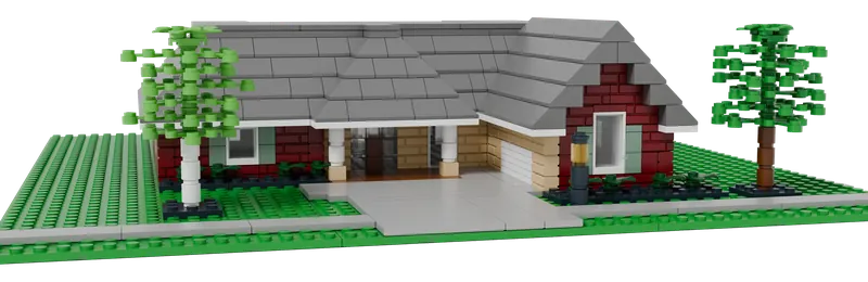 The Brick & Stone Ranch brick model from the same angle