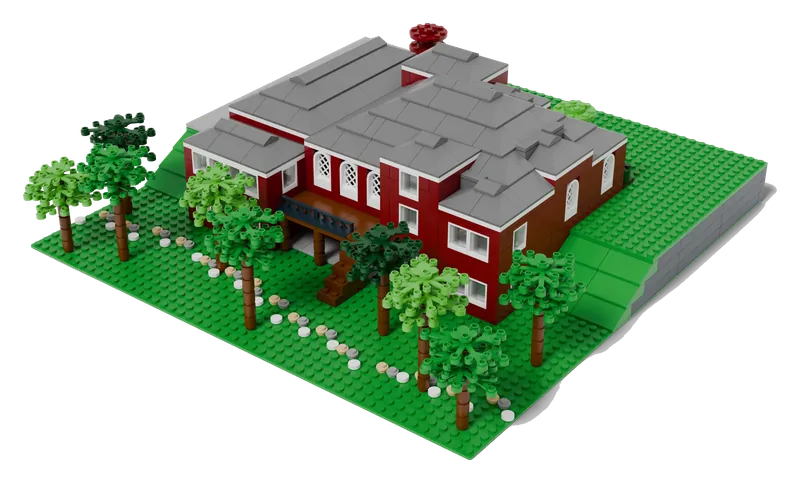 French Country Manor brick model, around the back