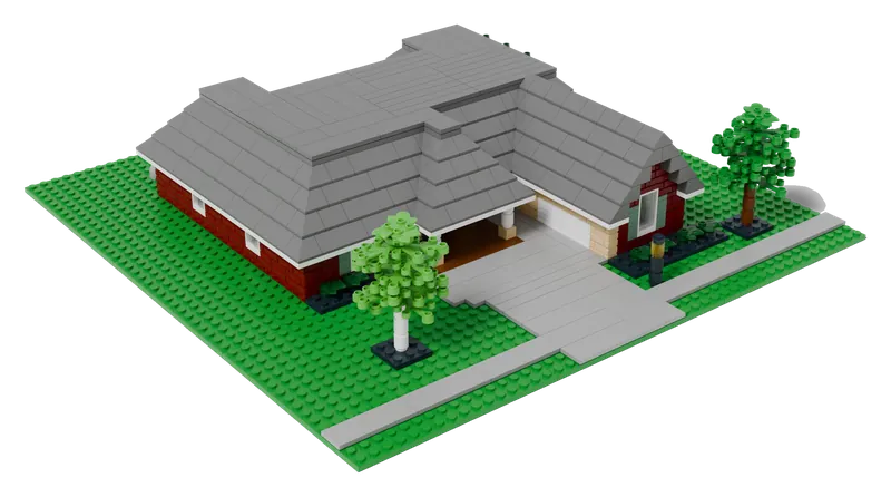Brick & Stone Ranch brick model, front corner