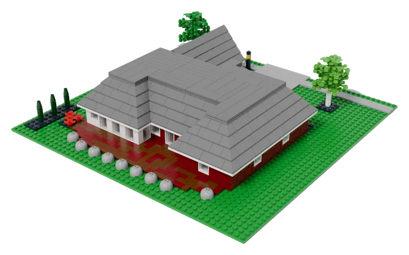 Brick & Stone Ranch brick model, around the back